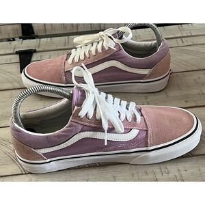Vans Women's Size 8.5 Old Skool Pink Skate Suede Canvas Lace Up Classic Shoes